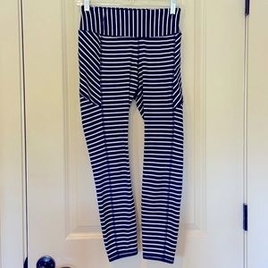 Athlete Navy and White Striped Leggings